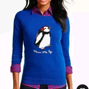 Talbots Blue Penguin Sweater
